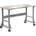 Global Equipment 60 x 30 Mobile Fixed Height C-Channel Flared Leg Workbench - Stainless Steel 239122A